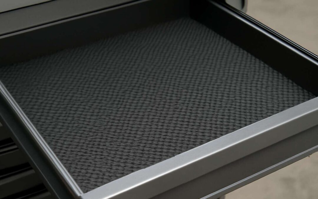 Experience effortless organization with rubber matting drawers for secure, easy access.