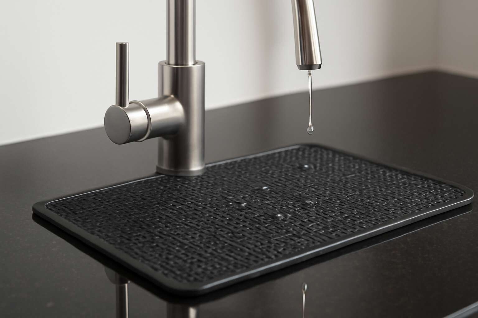 rubber mat around kitchen faucet
