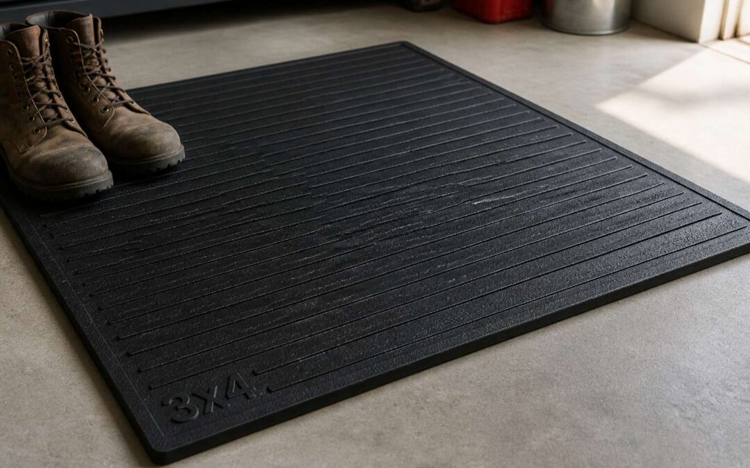 Durable rubber mat 3×4 for easy cleanup and firm grip.